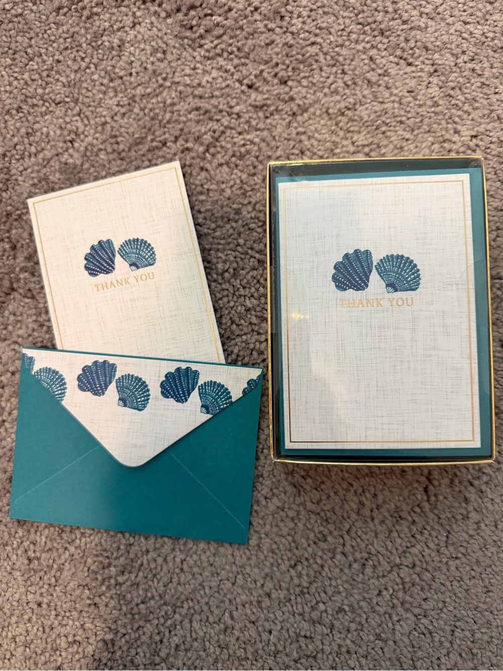 Thank You Seashell Note Cards 16 w/deco envelopes